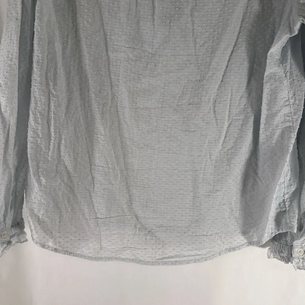 J Crew Blouse Women's Small Light Blue V-Neck Long Sleeve Textured Pullover